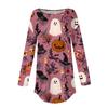 Moda para Mujer Suelto Cuello Redondo Halloween Estampado Manga Larga Camiseta Top Jersey