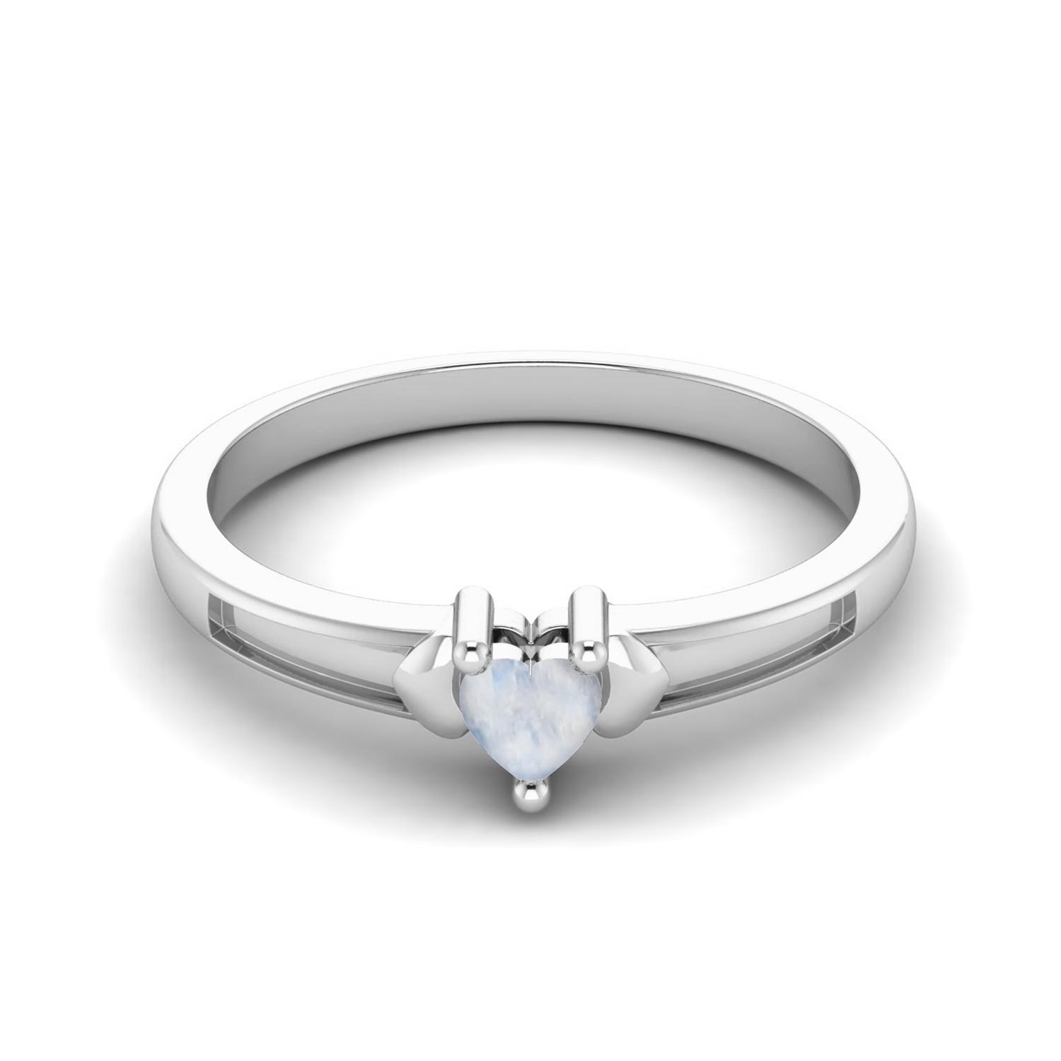 925 Sterling Silver 3 MM Heart Moonstone Three Hearts Love Women Anniversary Ring 6 белый