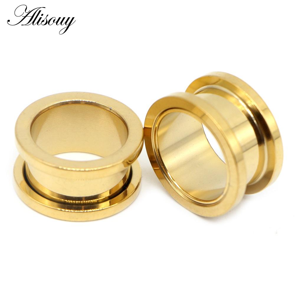 New 2pcs Colorful Anodized Stainless Steel Screw Fit Ear Flesh Tunnel Earring Plug Expander Body Jewelry Piercing Earlet Gauges