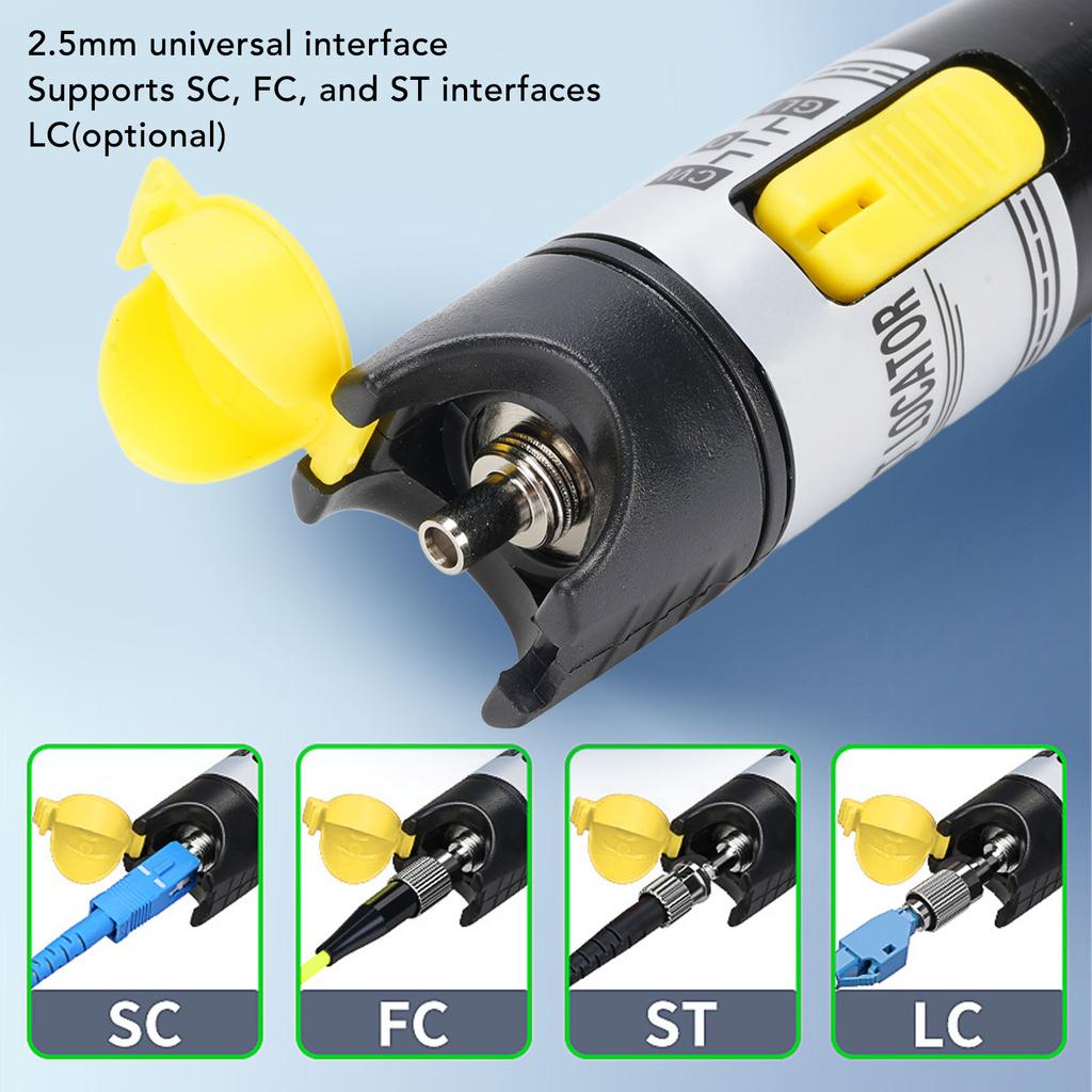 K-C15 Visual Fault Locator 15km 650nm Red Light for Fiber Optic Cable Break Detection with Universal 2.5mm Adapter