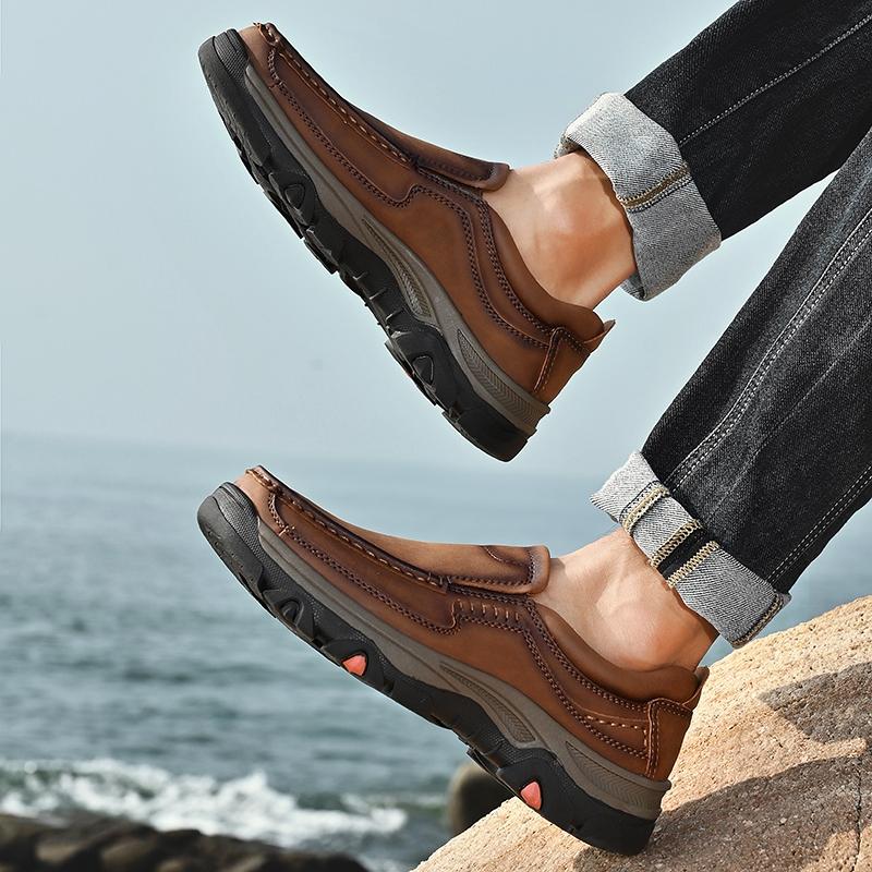 Fashion Men Casual Loafers Handmade Soft Bottom Outdoor Non-Slip Mens Sneakers Summer Versatile Hiking Driving Large Size 41-50