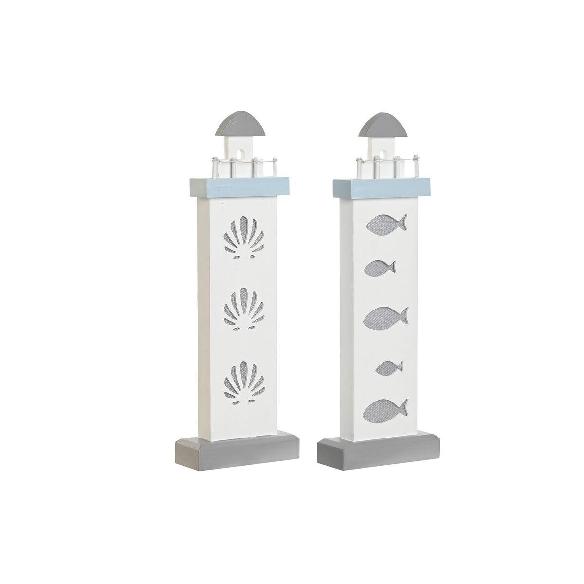 

Декоративная статуэтка DKD Home Decor 14 x 5,5 x 40 см Синий Белый Маяк Спирали Средиземноморская Ракушка (2 единицы)