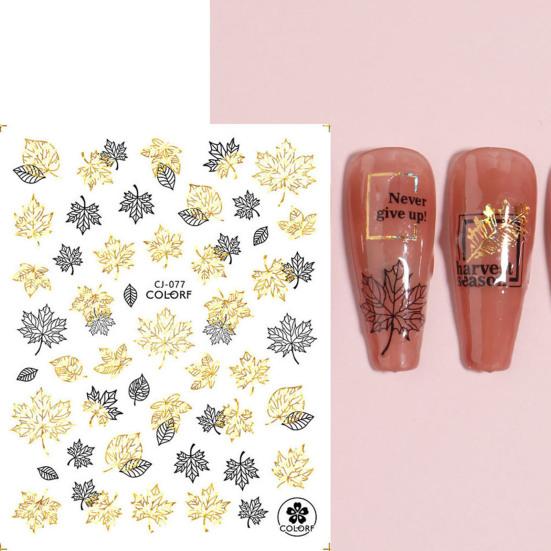 2 Sheets Strong Art Self-Adhesive Sticker Gloss Nail Non-Fading DIY Stickiness Butterfly Maple Leaf Manicure