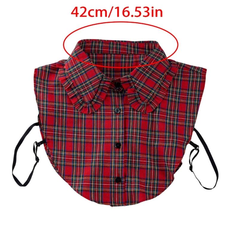 Checkered Pattern Detachable Collar Soft Polyester Fabric Decorative Lapel Collar For All Day Wear Women Accessories
