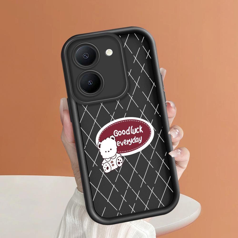 Soft Silicone Square Ladders Cartoon Pattern Full Cover Camera Protection Shockproof Case for iPhone Infinix Tecno Vivo