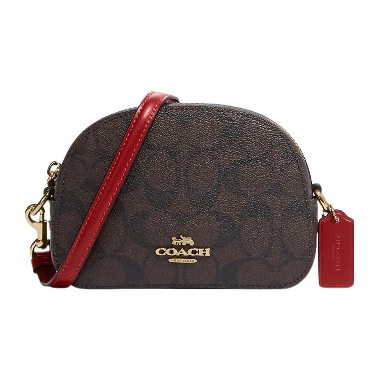 New COACH Serena Signature Coated Canvas With Smooth Leather Crossbody Bag, Shoulder Bag Women's Tan 2628-IMRVQ