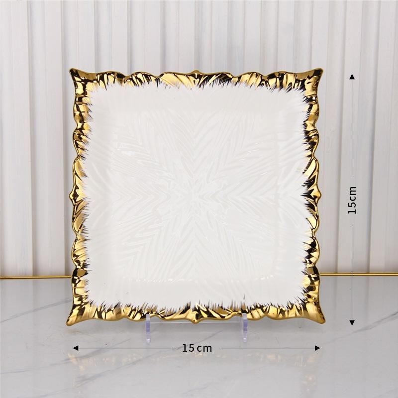 Golden Edged Ceramic Dining Plate Western Steak Plate Sushi Plates Dessert Bowl Sashimi Plates Fruit Dish Salad Bowl Soup Bowls