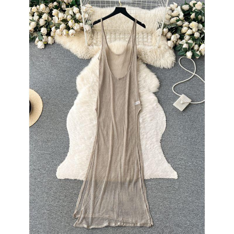 Sling Dress Summer Cut Out Silm Beautiful Mesh