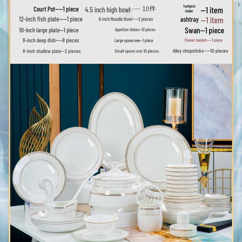 Ru Han 60-Piece Chinese Bone China Dinnerware Set