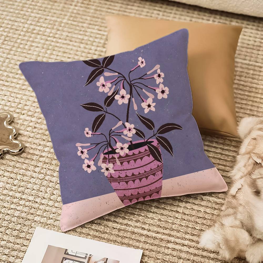 

Vintage vase print Pillow Case Anti-dustmite Invisible zipper Sofa Bed 12x12Inch