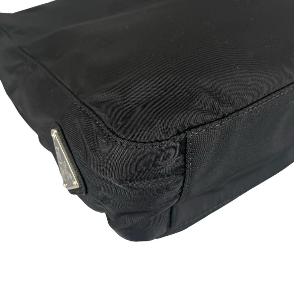 Prada Triangular Logo Handbag Black Women Used