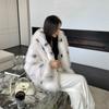 Women's New Faux Fox Fur Grass Coat Women's Winter Loose Fur Hooded Jacket Warm Lamb Fur Coat