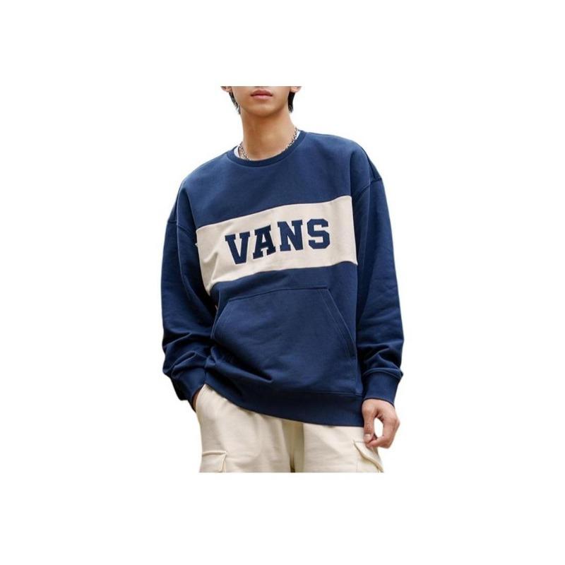 Vans Logo Retro Sports Print Color Block Letter Pullover Casual Sweatshirt Unisex Sweatshirt Dark-Blue VN0002HRLKZ