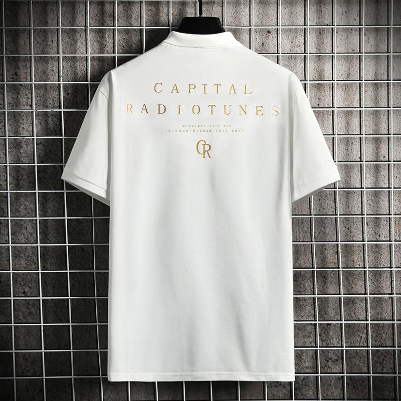 

Мужская футболка с коротким рукавом, воротник рубашки, мужская летняя рубашка поло, красивая, приталенная, с отворотом, рукав до половины L белый