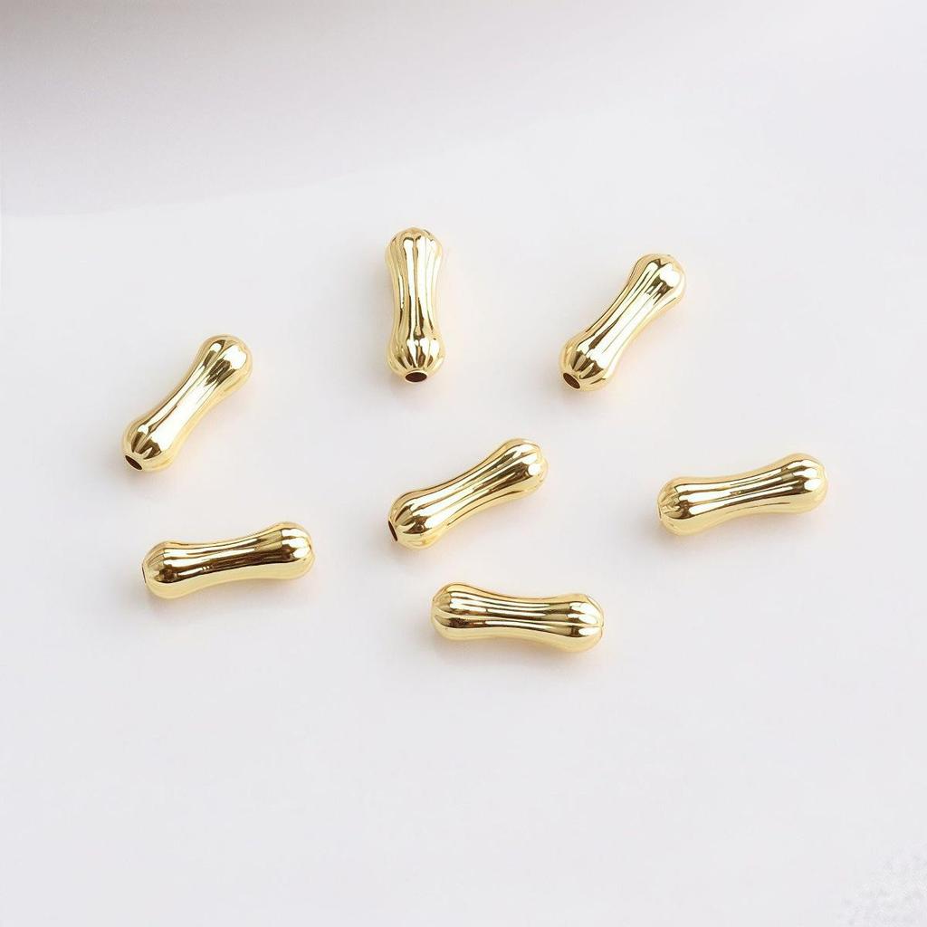 14K Gold Plated Waist Bone Spacer Beads with Pumpkin Pattern for DIY Jewelry and Bracelets.