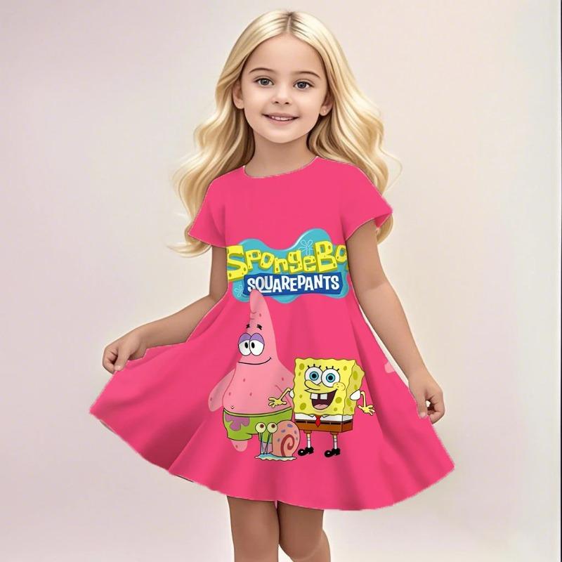 Summer Girls' Dress New Style Western Girl Short Sleeve Children's Short Sleeve Mickey