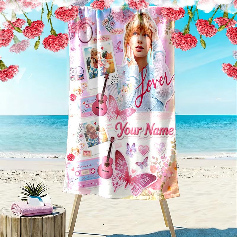 Name Custom Swift Print Beach Towel, Large Soft Quick Dry Towel for Beach Camping Swimming