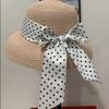 French Polka Dot Face Small Sunshade Straw Hat Women's Spring and Summer Fashion Versatile Sunscreen Bucket Hat Seaside Vacation Self-operated