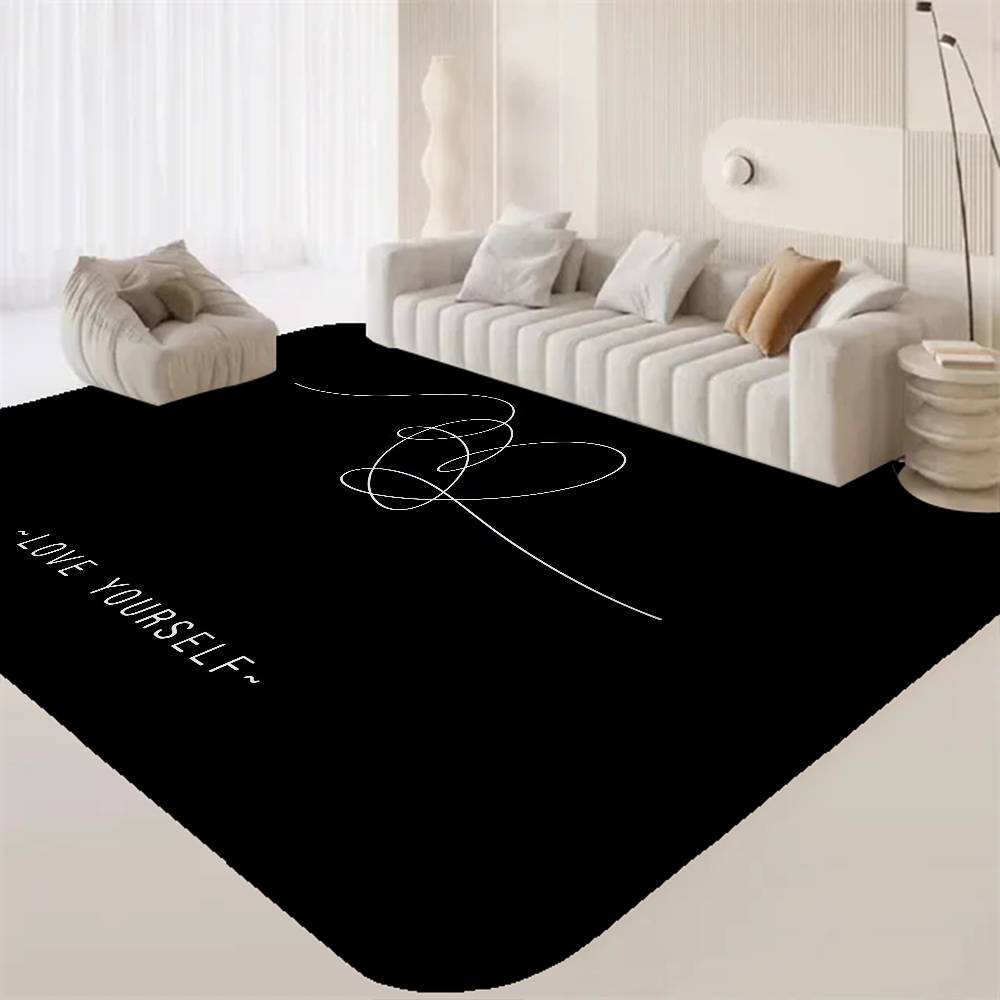 Love Yourself Flower Kpop Floor Mat INS Style Soft Bedroom Floor House Laundry Room Mat Anti-skid Household Carpets