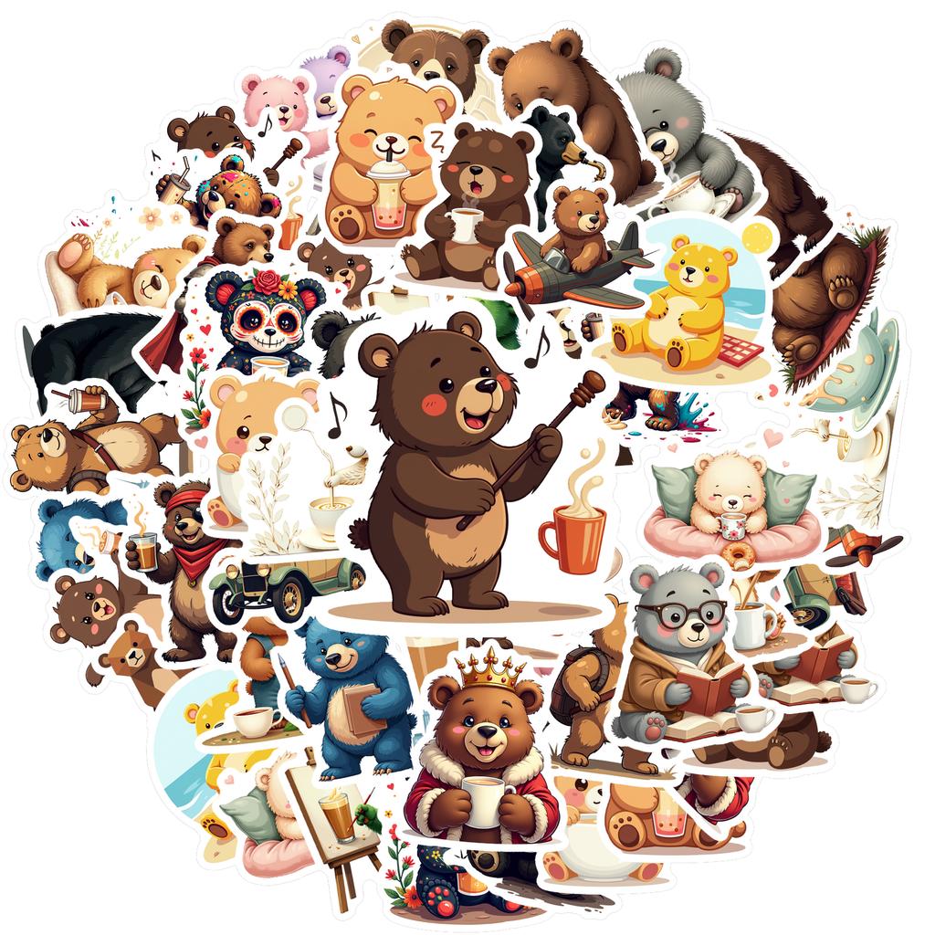 35-150pcs Different Bear Cartoon Stickers Waterproof Graffiti Diy Decorated Laptop Suitcase Guitar Classic Pvc Decals Reward