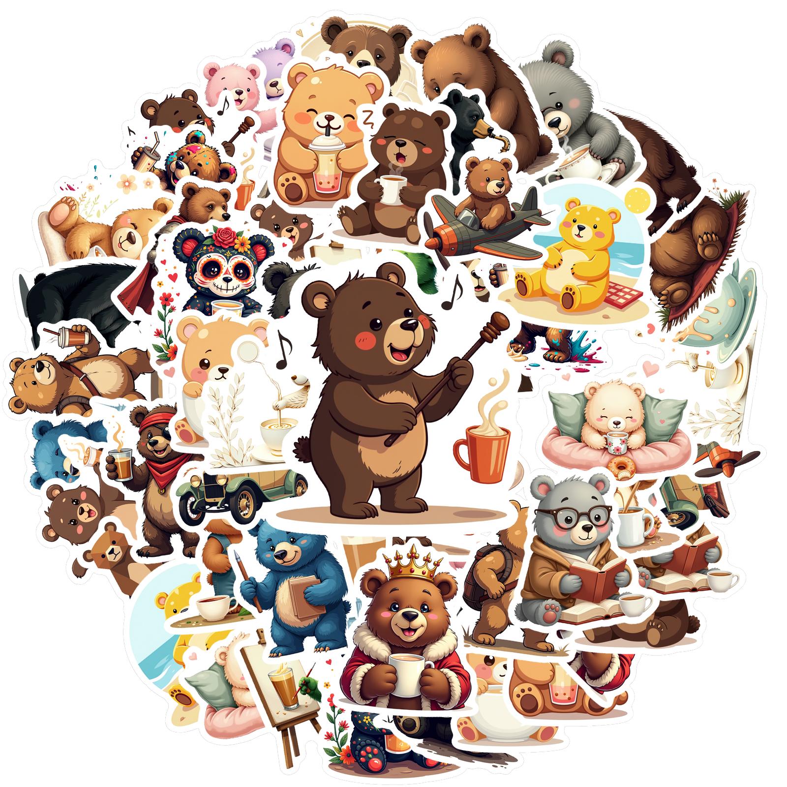 

35-150pcs Different Bear Cartoon Stickers Waterproof Graffiti Diy Decorated Laptop Suitcase Guitar Classic Pvc Decals Reward
