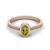 6X4mm Oval Peridot 925 Sterling Silver Rose Vermeil Beaded Shank Women Wedding Ring