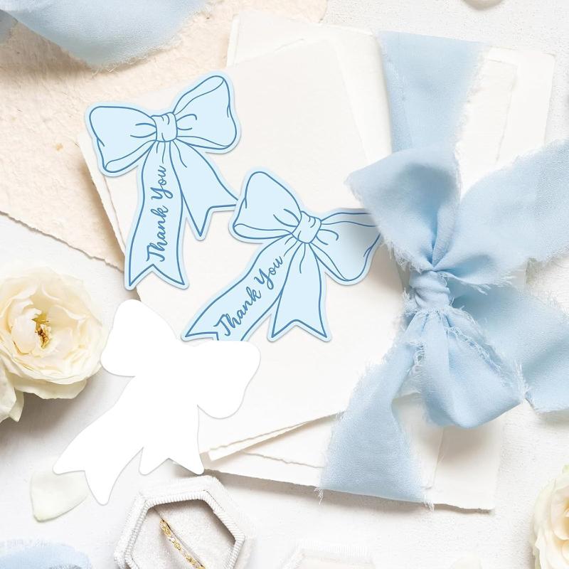 50Pcs Bow Diy Handwritten Family Party Gift Card Child Birthday Gift Card Restaurant Business Mini Thank You Card