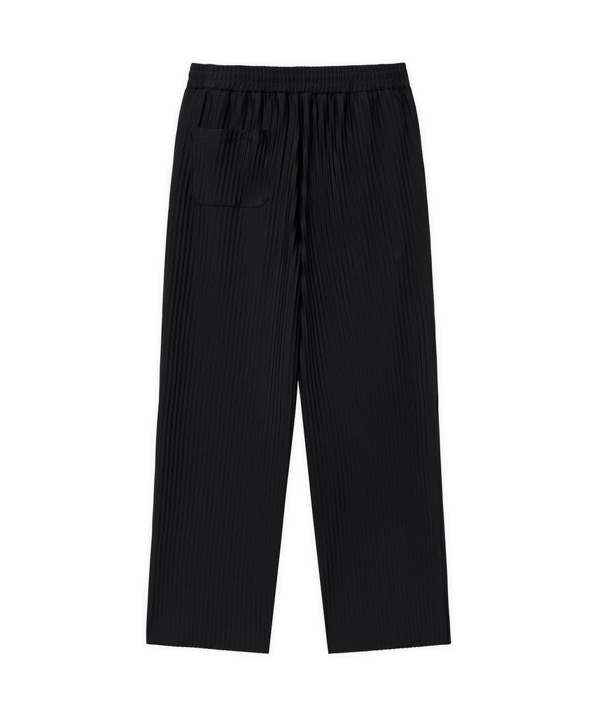 DRAW FIT Wide Elastic Waist Sleek Pleated Pants [Black]