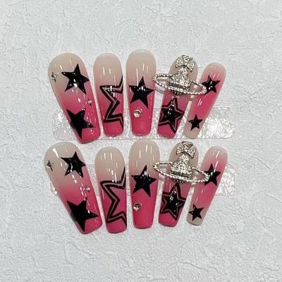 Wearing Nails Handmade Fake Nails Personalized Starlight Gradient French Detachable Manicure European and American Manicure