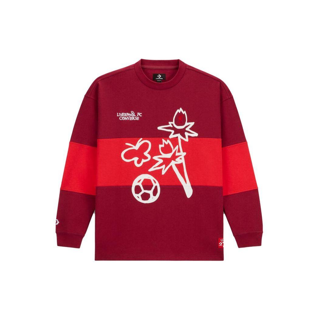 

Мужская футболка с длинным рукавом и принтом в полоску Converse X LFC Crew Pattern, красные 10026257-A01