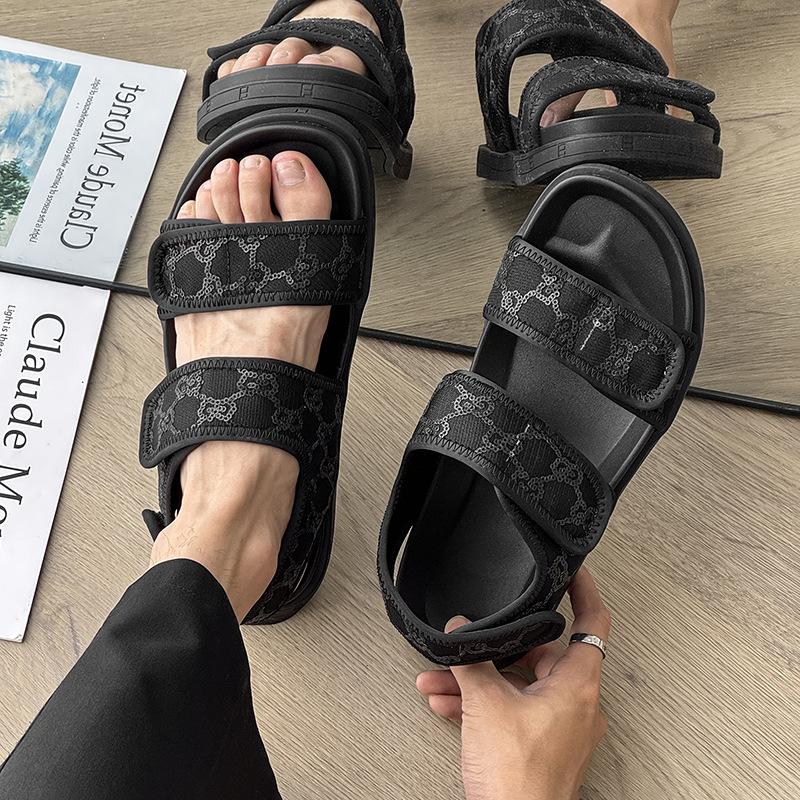 

Trendy brand slippers men s summer wear sports and leisure outdoor men s beach shoes 371276-J 44 чёрный