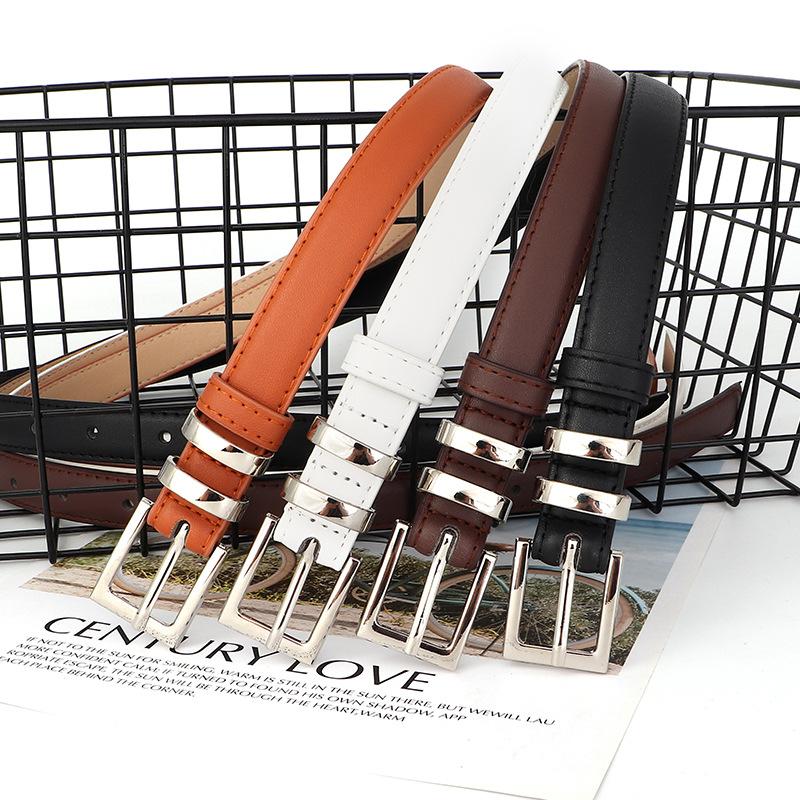 Womens Pu Fashion Leather Belt With Fine Alloy Buckle For Office Outings And