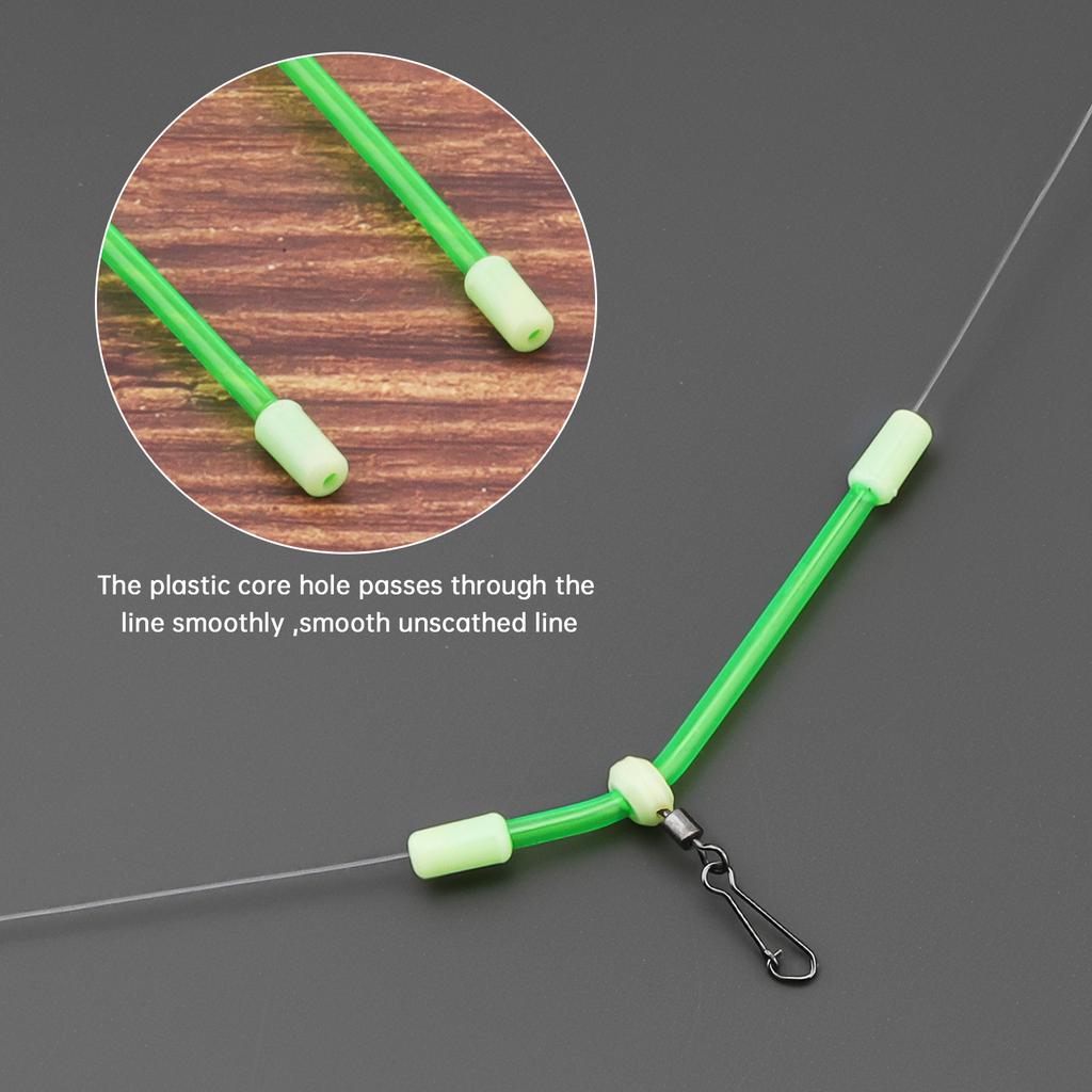 Fishing Float Adjuster Kit,4pcs Small Luminous PVC Balance Tubes, Bobber Connector Stops for Sea Fishing Rigs,Green