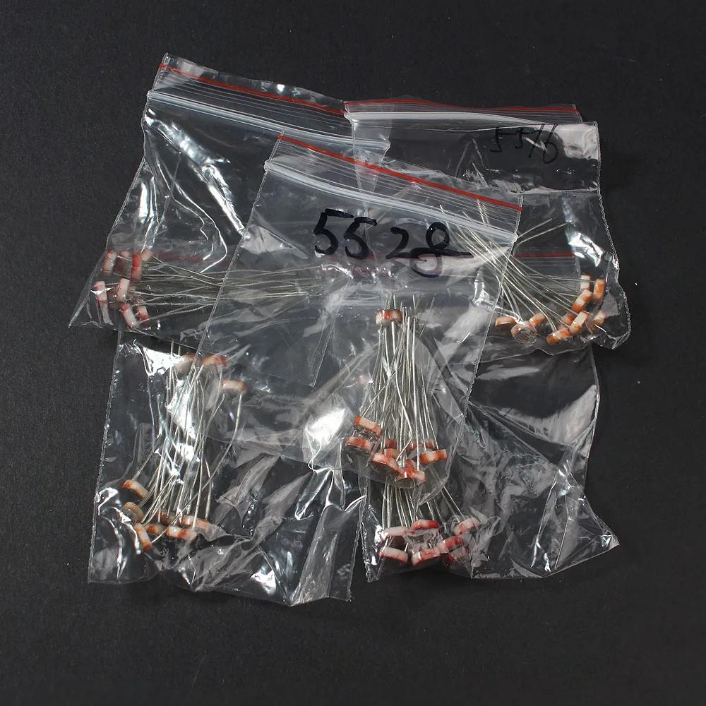 50PCS Photoresistor Resistor Kit GL5506 GL5516 GL5528 GL5537 GL5539 Electronic Component Light-dependent Resistors LDRs
