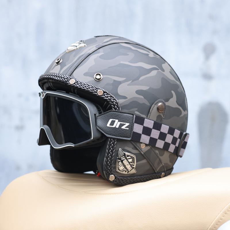 

Orz-HX61 motorcycle helmet, men s and women s electric pedals, semi covered 3/4 retro half helmet, summer M