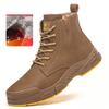 Stivali in pelle impermeabili da uomo Scarpe antinfortunistiche da uomo Caldi con pelliccia Stivali invernali Scarpe di sicurezza Stivali da lavoro a prova di perforazione Scarpe protettive