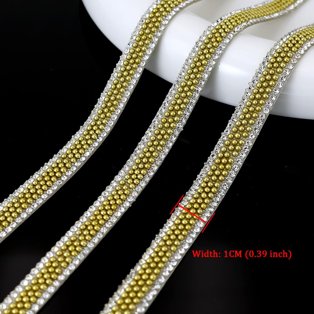 10Yard Rhinestone Ribbons Glitter Crystal Diamond DIY Crafts Self Adhesive Pearl Roll Wedding Party Festival Gift Decoration