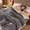 Coral Fleece Høst Vinter Varme tepper til seng 3 lag Tykke flanellteppe Dyne Myk Komfortabel Varmetepper Vaskbar
