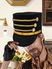 Hat-nutcrackers Marching Band Hat Cosplay Show Skin-friendly Drum Major Hats Themed Party Gold Trim Strips