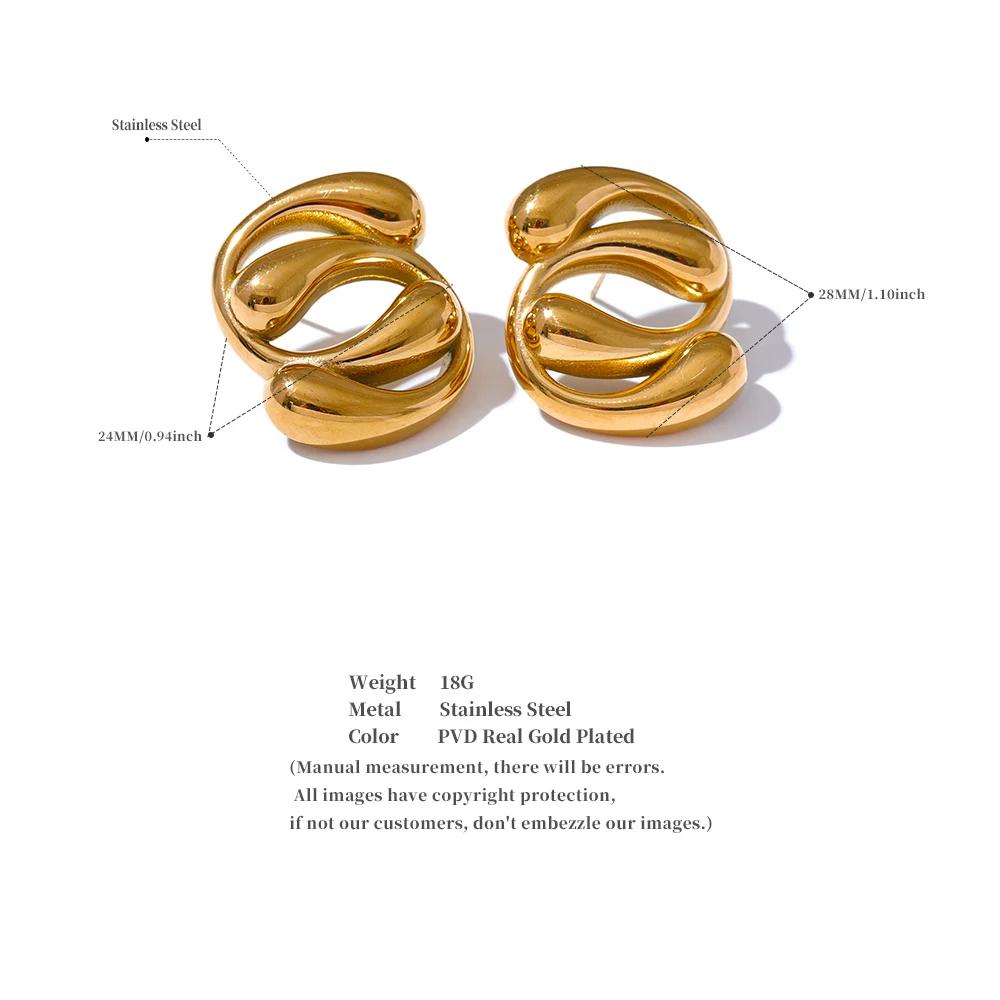 Eetit 2024 Stilvolle, einzigartige geometrische Ohrstecker aus Edelstahl, 18 Karat vergoldet, wasserdicht, hochwertiges Schmuckgeschenk