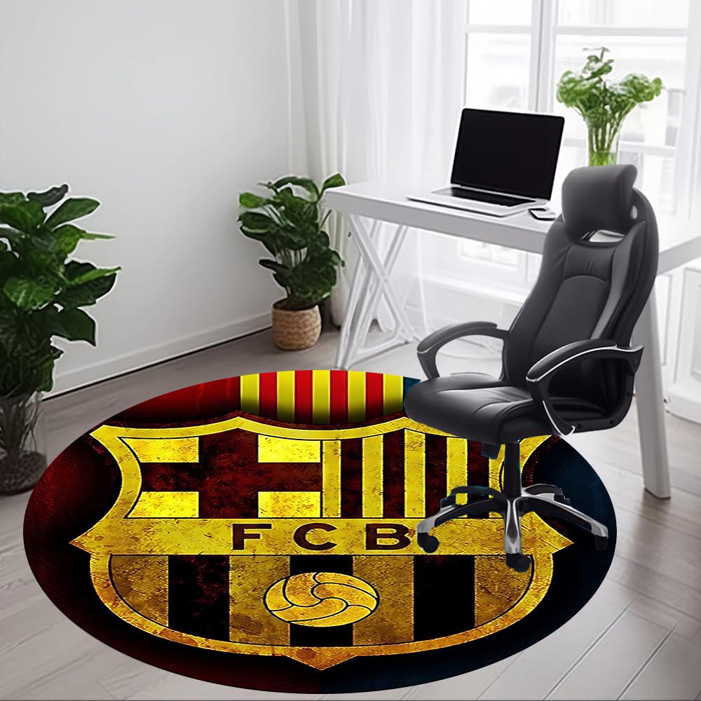 1pcBarcelona Football Office Round Area Rug, Indoor Mat Suitable For Office, Bedroom Living Room Home Decor, Room Deco, Offic A0928169