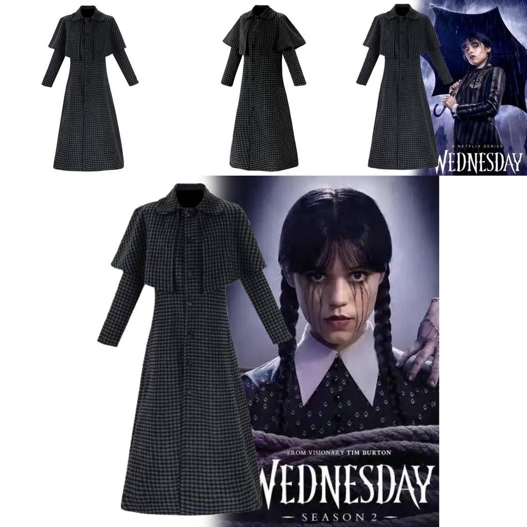Wednesday Addams Season Two Cosplay Costume With Polyester Blazer For Halloween Parties