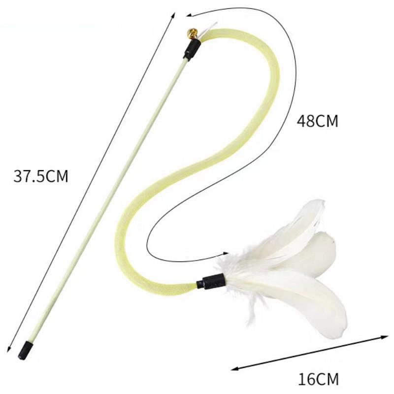 Cat Toys Feather Sticks Cat Toys Interactive Feather Toy for Cats Teasing Long Handle Stick Cats Toy with Bell Pet Supplies