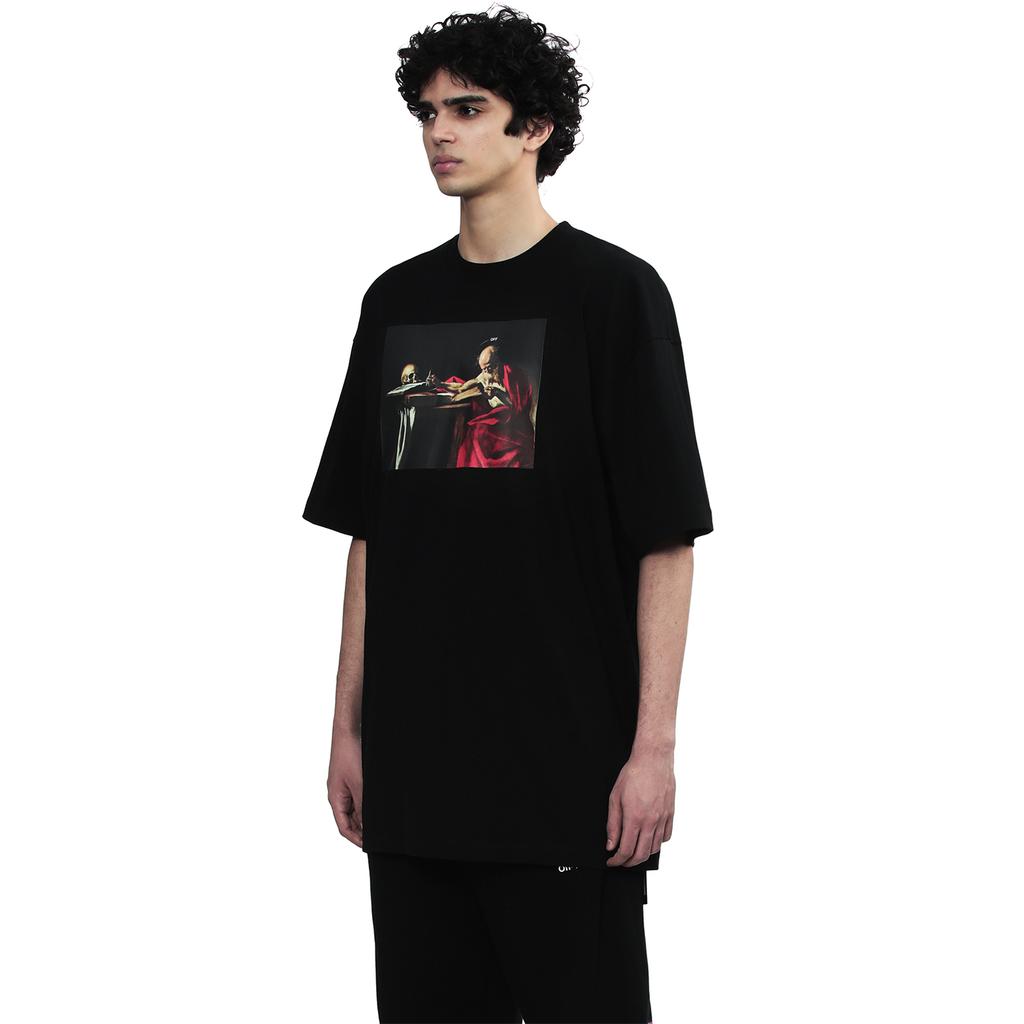 Off-White Art Religious Oil Painting Skull Print Vintage Streetwear Versatile T-Shirt Unisex T-Shirt OFFTEGARC069Q