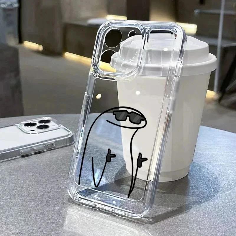Funny Man Soft Clear Phone Case For iPhone 11 12 13 14 15 Pro Max Middle Finger iPhone 7 8 Plus X XR XS Max Shockproof Cover
