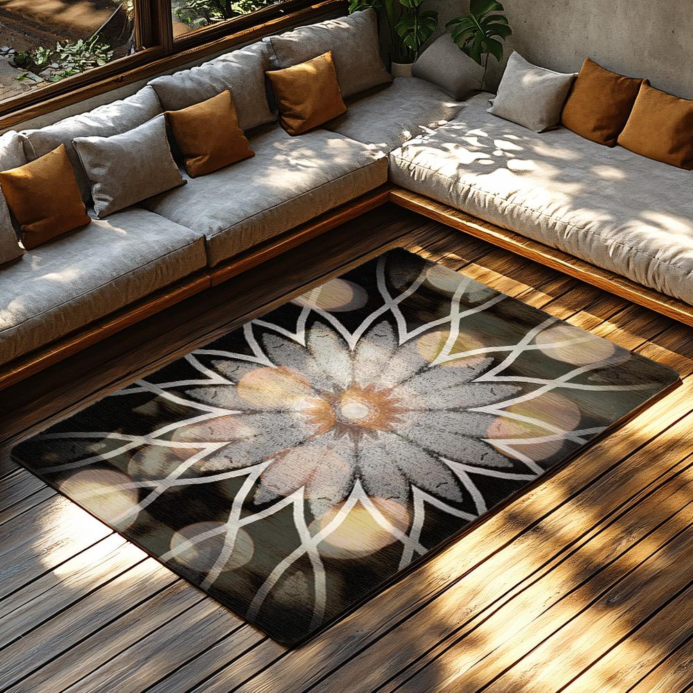 Bohemian Area Rug Abstract Geometric Carpet Modern Living Room Decor Non-Slip Floor Mat Washable Home Accent Stylish Entryway Ru