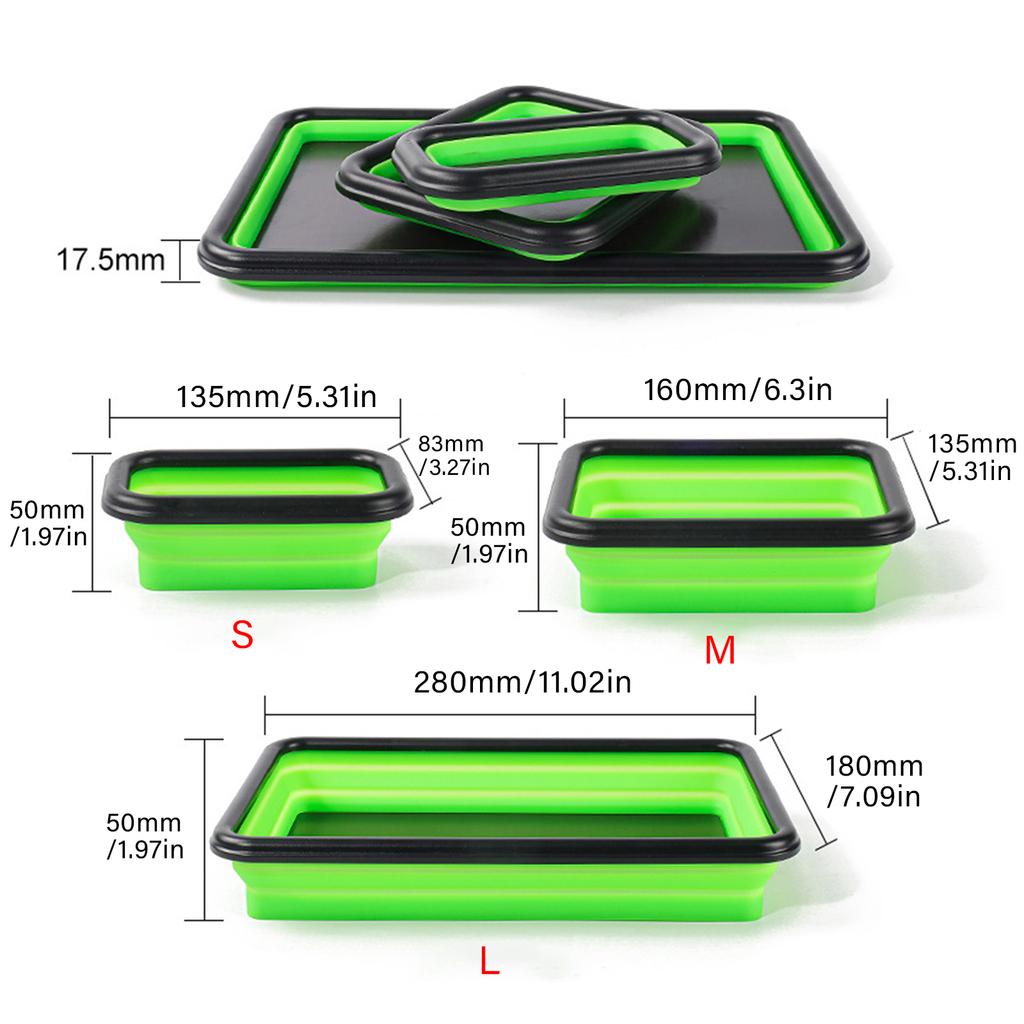 Collapsible Magnetic Screw Tray Storage Box Organizer For Plumber Carpenter Disk Storage Plate Silicone Bowl Tool Part