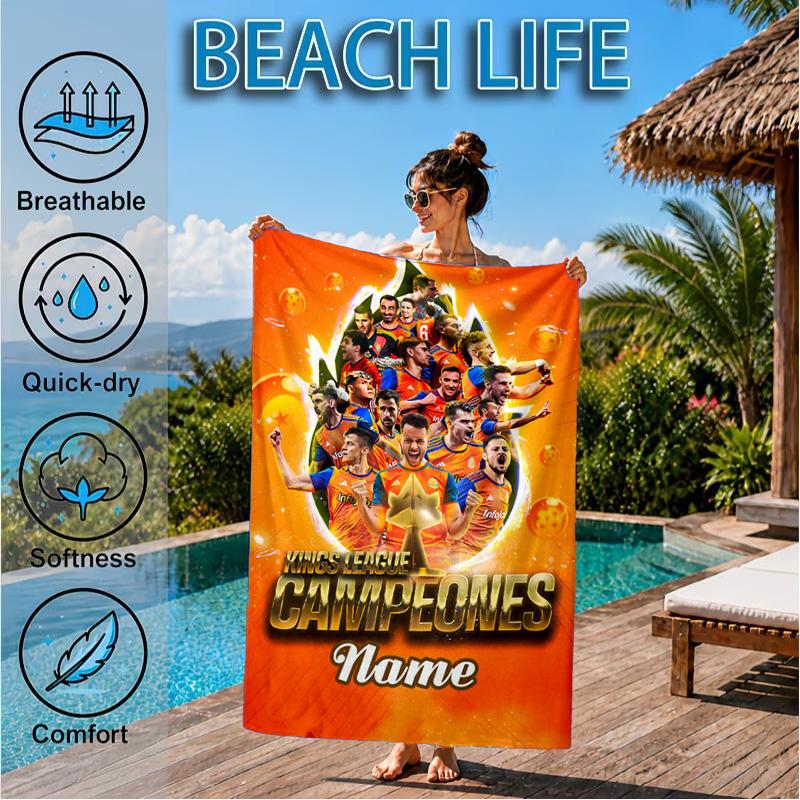 Custom Name Beach Towel Saiyans Football Crest Microfiber Beach Towel, Lightweight for Summer Travel, Swimming Pool Fan Birthday Gift