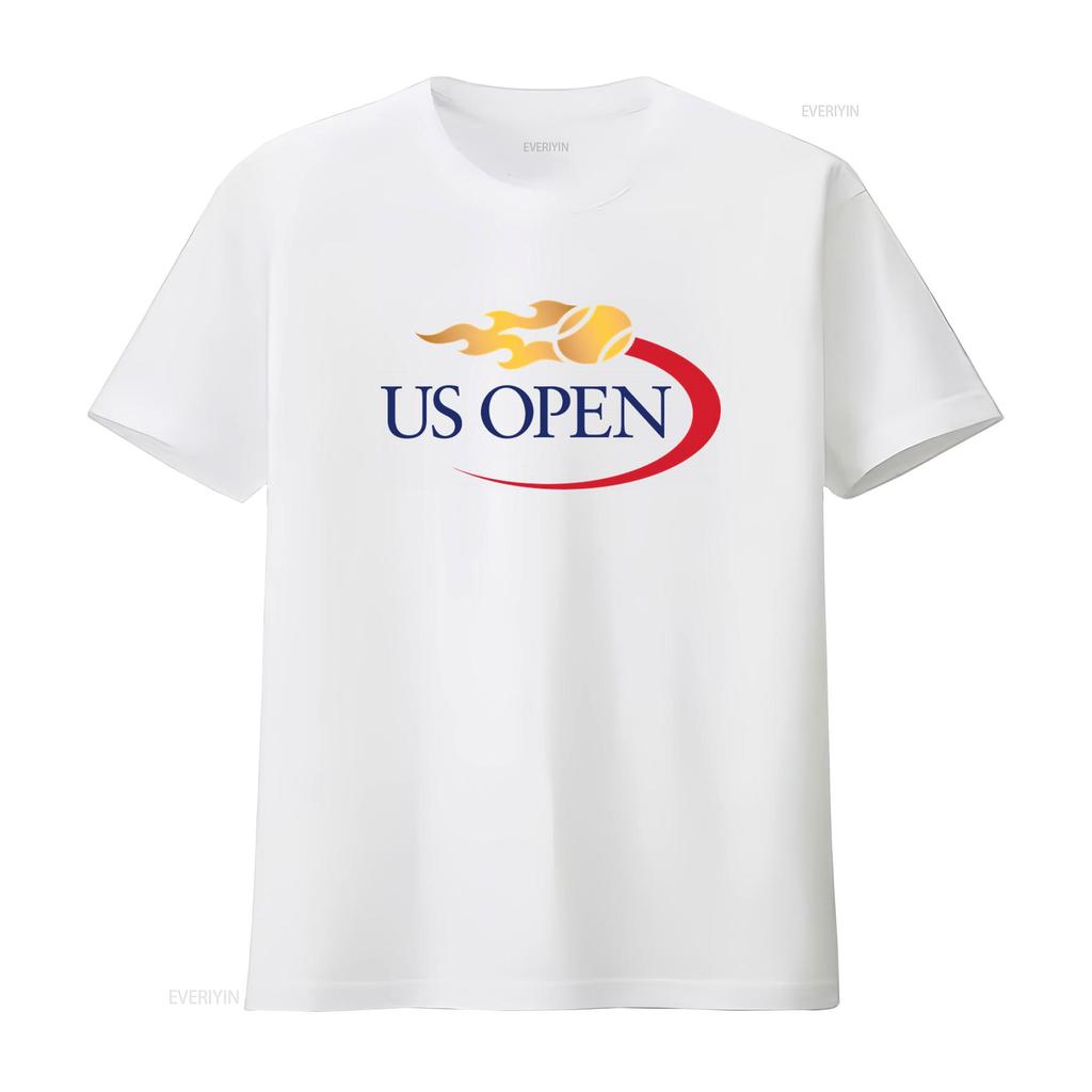 US Open Tennis Grand Slam Logo Mens White T Shirt Flame Design Sizes S to 5XL vintage Washed homme Unisex Stretched Soft