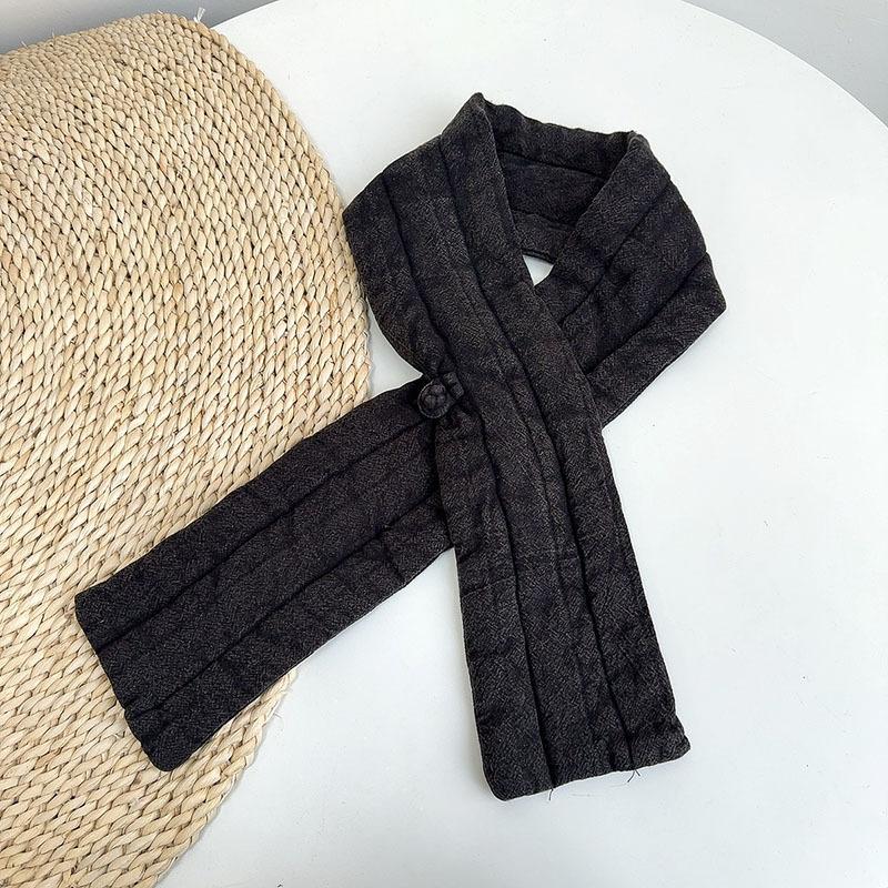 

Старый Ретро Однотонный Осенью И Зимой, Толстый Шарф С Хлопком Внутри, Защита Шеи Женщин И Тепло Зимой, Тонкий И Узкий Длинный Шарф.